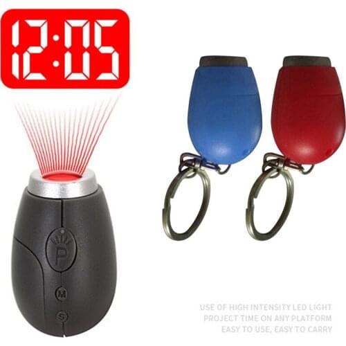 Mini Digital Projection Clock Portable LED Wall Ceiling Time Projection Watch Magic Night Light Electronic Clock Key Chain Decor