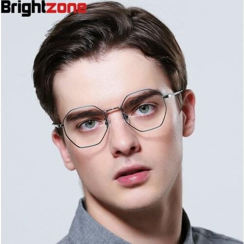 Brightzone Polygon Frame Men Women Myopic Eye Student Metal Glasses Brand Eyeglasses High Quality Spectacle 4 Colors Eyewear