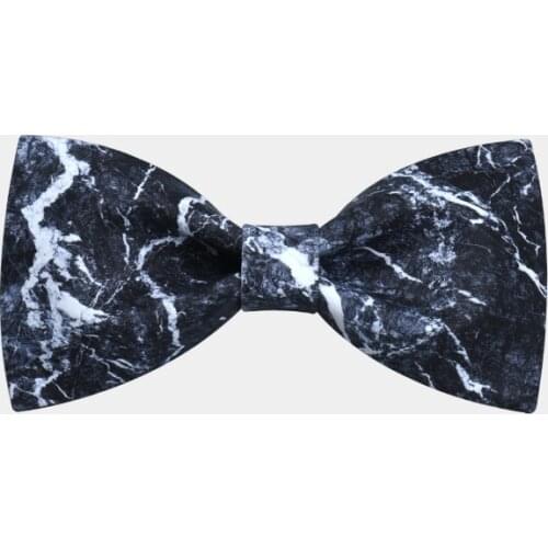 Fashion Mens Creative Bow Tie, Neck Tie, Black Stone Marble Pattern, Personal Unqiue Gift for Wedding Party Casual Dress