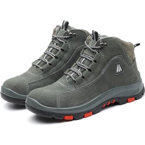 Cow Suede Safety Shoes Men Puncture Proof Work Shoes Indestructible Work Boots Safety Steel Toe Shoes Plush Autumn Winter Shoes