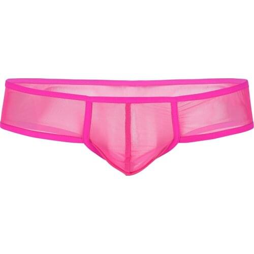 Mens Erotic Lingerie Panties Bulge Pouch Low Rise G-string Thong Mini Briefs Underpants Soft See-through Sheer Mesh Underwear