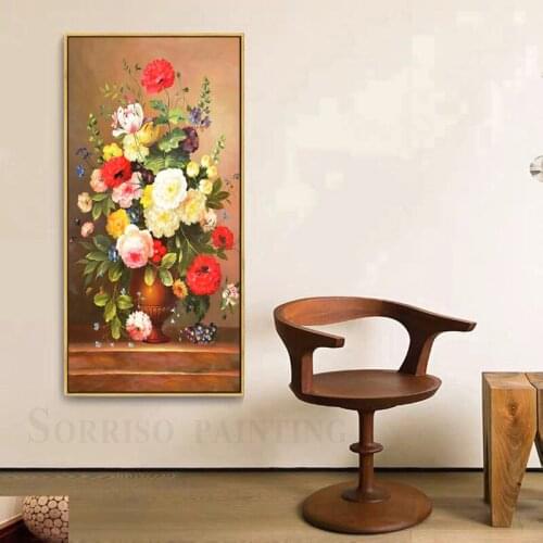 Europe Classical Retro Flowers Hallway Wall Art Canvas Oil Painting For Living Room Posters Prints Pictures Home Dining Decor