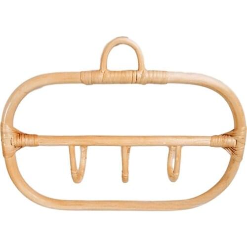 Rattan Wall Hooks Kids Garments Organizer Rack Clothes Hat Hanging Hook Rattan Hanger Kids Room Decor Hanger