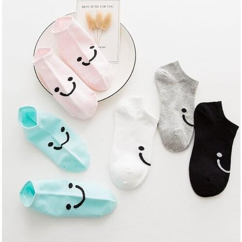 New Fashion Cute Women Ankle Short Socks Summer Cotton Breathable Sport Underwear Funny Anime Smiley Student Girl Boats Socks