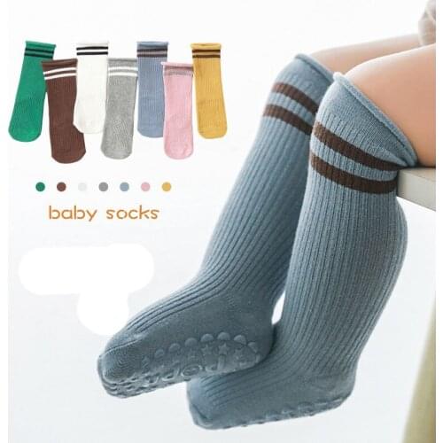 Autumn Winter Baby Girls Toddlers Knee High Long Soft Cotton Socks Kids Newborn Non-slip Floor Stockings for Children Boy Infant