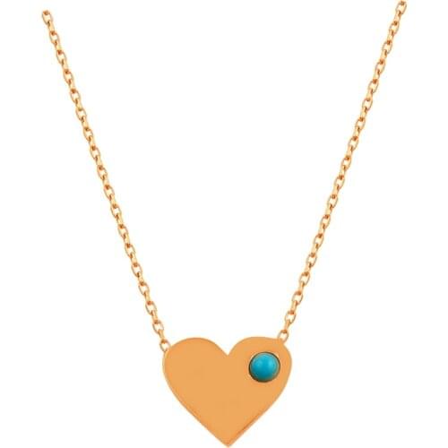 Heart Necklace Lover Hot Sale Turquoise 925 Sterling Silver Gift for Each Disc Turkish Jewelry Women Pendant Good Luck Boho
