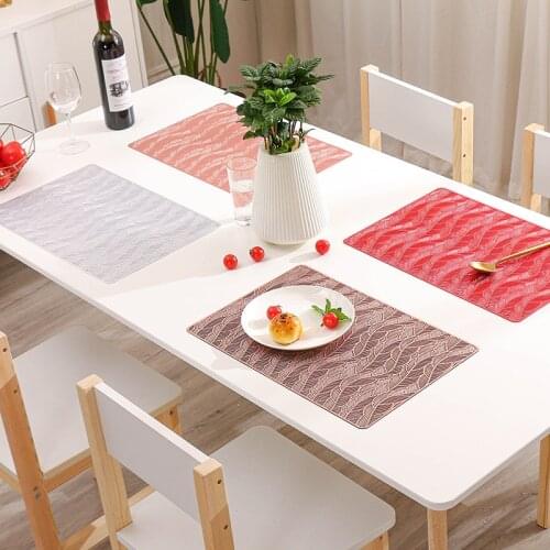 Leaf Rectangular Table Mat PVC Heat Insulation Placemat Nordic Style Home Restaurant Waterproof Plate Pad