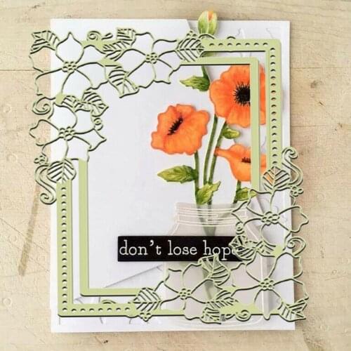 Flower Border Frame Metal Cutting Dies DIY Scrapbooking Album Paper Cards Decorative Crafts Embossing Making Template Stencil