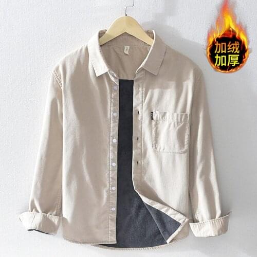 Autumn and winter long sleeve corduroy thick warm shirt men fashion comfortable shirts for men trendy brand shirt mens camisa