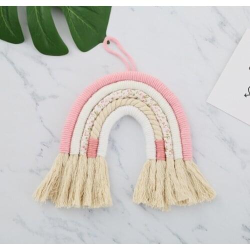 Hand-woven Tapestry with Tassel Infant Rainbow Wall Hanging Room Decor Home Accessories Wall Hanging Gifts Presents for Babies
