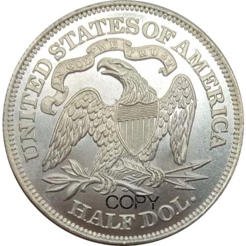 United States Liberty Seated Half Dollars 1868 Motto Above Eagle Brass Plated Silver Copy Coin