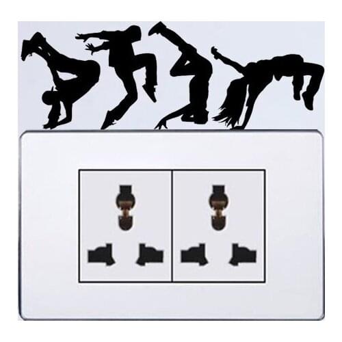 Hip Hop Dancers Fashion Vinyl Light Switch Sticker Wall Decal Home Decor 6SS0399