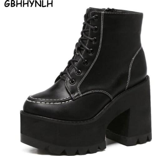 Military boots women snow shoes high heels motorcycle ankle boots for women platform boots autumn shoes women winter boots LJA30
