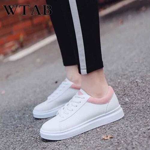 WTAB NEW pu women sneakers 2019 Korean ladies shoes student spring/summer sneakers women chaussure femme platform sneakers white