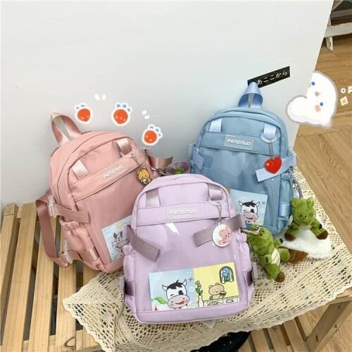 Candy Colors Women Backpacks Student Transparency Crossbody Bag Fancy High School Bags Preppy Purple Backpack for Teenage Girl