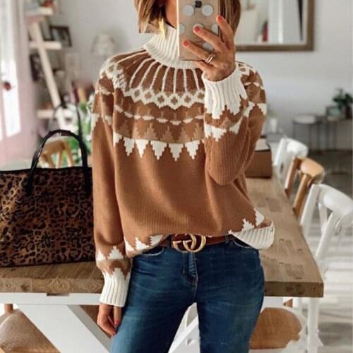 Women Sweaters High Elastic Solid Female Loose Warm Knitted Pullovers Casual Autumn Winter Soft Striped Sweater Turtleneck