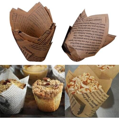 10pcs Set Disposable Paper Cake Decoration Tool Mold Tulip Flower Chocolate Cupcake Wrapper Baking Muffin Paper Liner