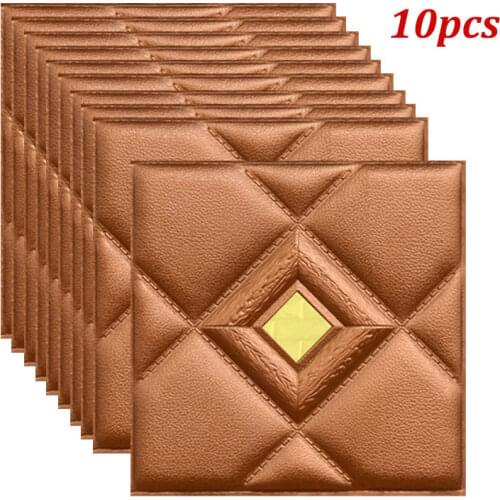 10Pcs Self-Adhesive Wallpaper Anti-collision Kids Room Foam 3D Wall Stickers Kitchen Roof Ceiling Background Wall Decals