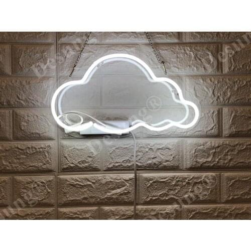 14“ White Cloud Acrylic Custom Neon Light Lamp Sign Beer Bar Handmade Real Glass Decorate Home Wall Room Windows Tube Artwork