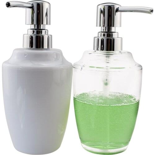 2pcs/lot Acrylic Liquid Soap Dispenser Pump Kitchen or Bathroom Countertops Clear/White 12 OZ