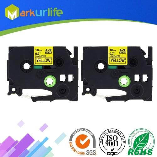 2 Packs Laminated Tape TZE641 Tze641 TZe-641 for Brother P-Touch Labeler Adhensive tze641 ( Black on Yellow, 18mm x 8m)
