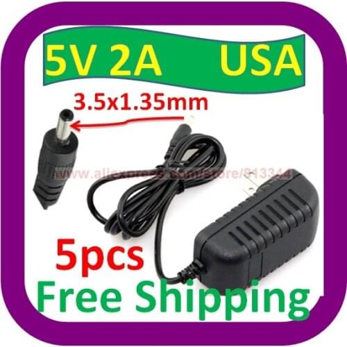 5 pcs Free Shipping 2A 5V AC Wall Power Charger ADAPTER w 3.5mm Cord for Velocity Micro Cruz Tablet