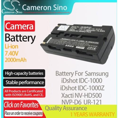 CameronSino Battery for Sanyo iDshot IDC-1000 iDshot IDC-1000Z Xacti NV-HD500 fits Sanyo NVP-D6 Digital camera Batteries 2000mAh