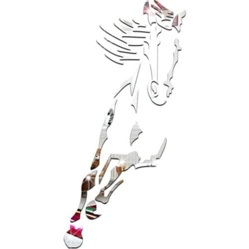 Living room acrylic 3d mirror crystal solid wall stickers decorative wall art DIYChinese horse mirror stickers home decor