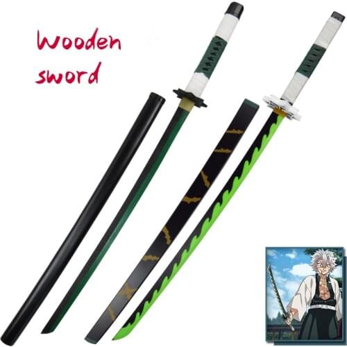 Wooden Sword Weapon Demon Slayer Shinazugawa Sanemi Cosplay Armed Samurai Espada Sword Prop Wood Ninja Knife Katana Teens Toys