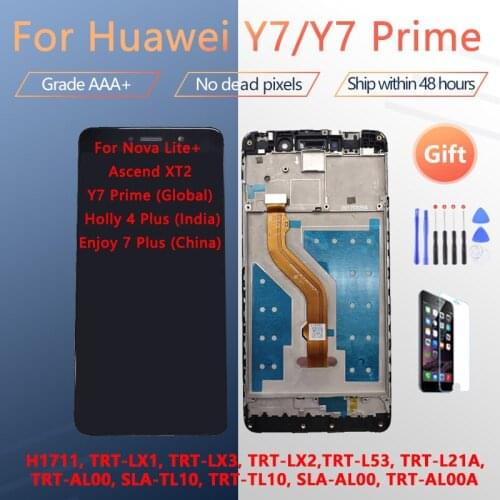 For Huawei Y7 Y7 Prime H1711 TRT-LX1 LX3 LX2 L53 L21A AL00 TL10 TL10 AL00 AL00A LCD screen assembly with front case touch glass