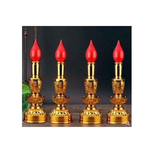 Electric candle led electric candle long light lamp God of wealth deity household lamp electronic candle holder for Buddhist