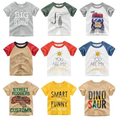 Cartoon Print Baby Boys Dinosaur T Shirt For Summer Infant Kids Boys Girls Lion T-Shirts Clothes Cotton Toddler Letter Tops