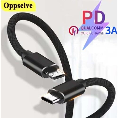 Type C To Micro USB Fast Charging Adapter Cable for Macbook Samsung PD 3A 60W Quick Charger Data Cord for Huawei P40 USBC Wire