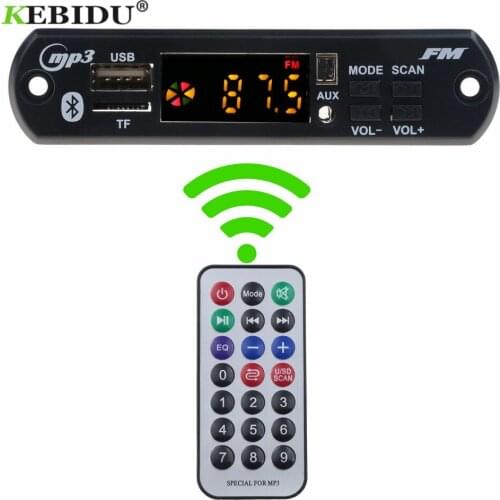 Kebidu Bluetooth 5.0 MP3 Decoder Board DC 5V 12V Audio Module Support MP3 WMA FM TF USB AUX With Remote control For Car