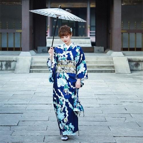 Womens Japan Style Kimono Traditional Classic Japanese Yukata Photography Clothing Cosplay Wear Stage Performing Dress
