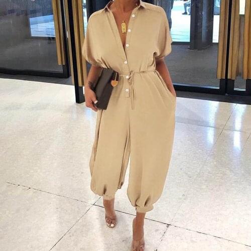Summer women jumpsuit short sleeve plus size Rompers Fashion leopard retro jumpsuits casual loose streetwear Wide leg pants