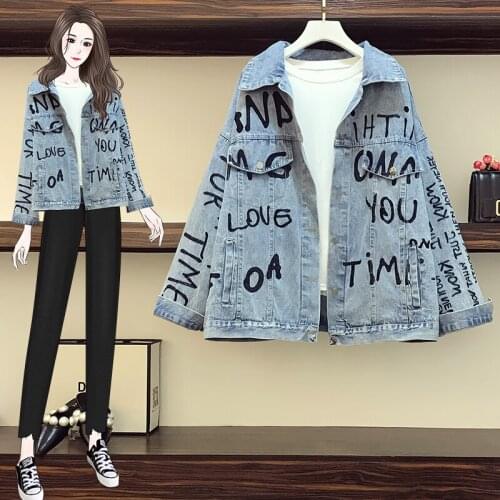 2021 Jacket Denim Fashion Loose Real Shot For Women Free Shipping Spring/ Autumn Embroidery Big Size