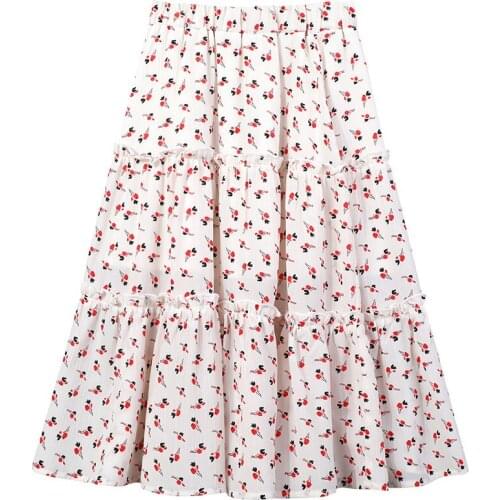 Summer Kids Girls Floral Skirt New Teen Girls Chiffon Skirt With Cotton Lining 2021 Girls Clothing Children Midi Skirt, #8757