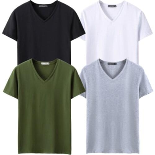 2021 4Pcs Solid Color Cotton Mens Black White T-shirts Summer Skateboard Tee Boy Hip Hop Skate Tshirt Tops