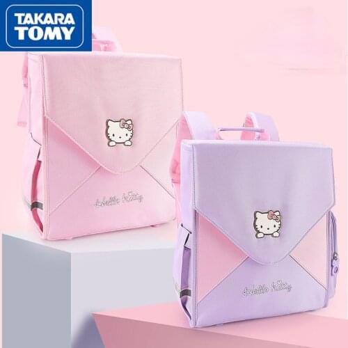 TAKARA TOMY cartoon hello kitty shoulder ridge protection cute backpack creative comfortable waterproof children cute school bag