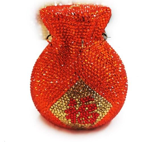 New Arrival 2021 XIYUAN Evening Clutch Crystal Bags FU Full Diamond Womens Shoulder Handbags Luxury Ladies Red Wedding Purses