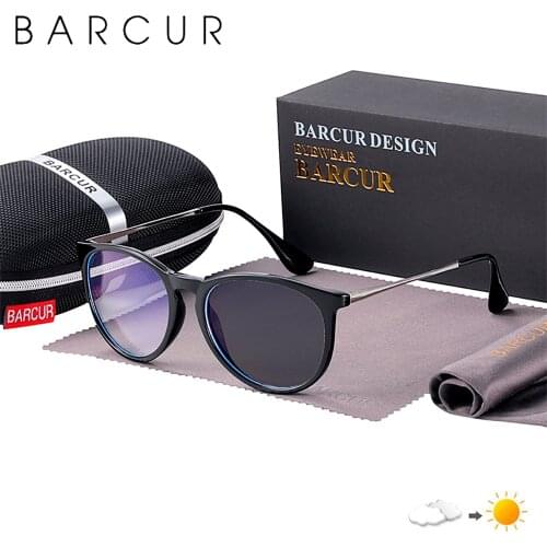 BARCUR Retro Photochromic Anti Blue Light Computer Glasses Frame Men Glass Frames Women Trend Styles Brand Optical Reading