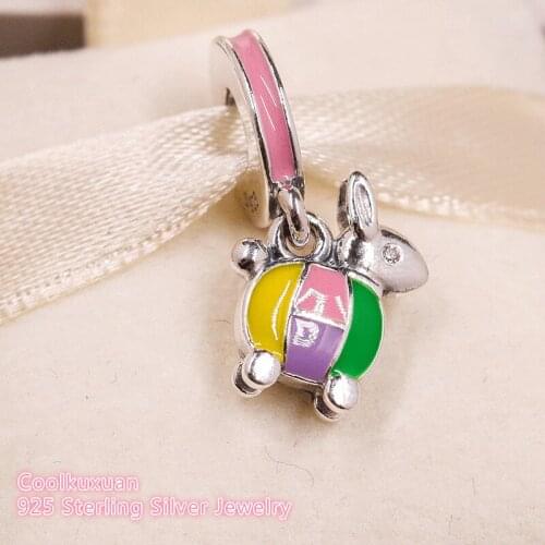 Autumn 100% 925 Sterling Silver Rabbit Lantern Green Enamel beads Fit Original Pandora Charms Bracelet DIY jewelry