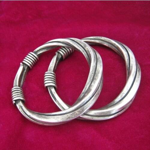 Guizhou Miao personalized jewelry handmade Miao silver bracelet traditional old craft twisted bracelet for men and women