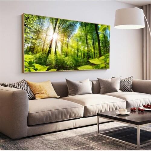 Landscape Trees Canvas Painting Green ForestPosters and Prints Cuadros Wall Art for Living Room Home Decor Unframed