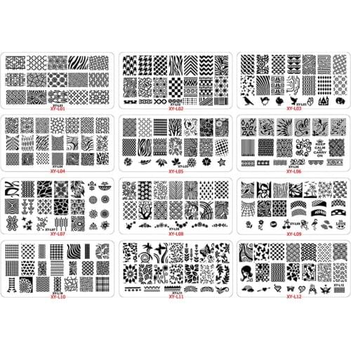 Kimcci 12pcs/Lot Plant Animal Lace Nail Art Stamping Plates Manicure DIY Kit Image Nail Templates Stencils Beauty Christmas