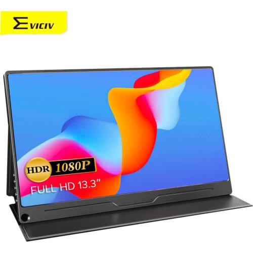 Eviciv Portable IPS Monitor 13.3" 1920x1080 USB-C HDMI Mini DP Gaming Display Full HD PS3 4 Laptop Screen For PC Cellphone Xbox