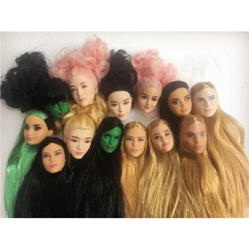 Rare New Long Hair Doll Head Collection Korea Face Rooted Hair Doll Heads 1/6 Lady Toy Head DIY Toy Parts Male Female Doll Heads