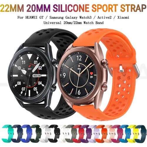 20mm 22mm Silicone Strap for Samsung Galaxy Watch 3 41mm 45mm Active 2 Gear S2 S3 Huawei GT2 Pro Watch Band Bracelet Correa Belt