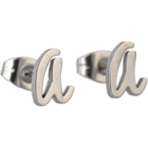 Alphabet Initial Stud Earrings for Lady - Stainless Steel Silver Jewelry Women Girls Trend Dainty Letters Stud Earring ER622